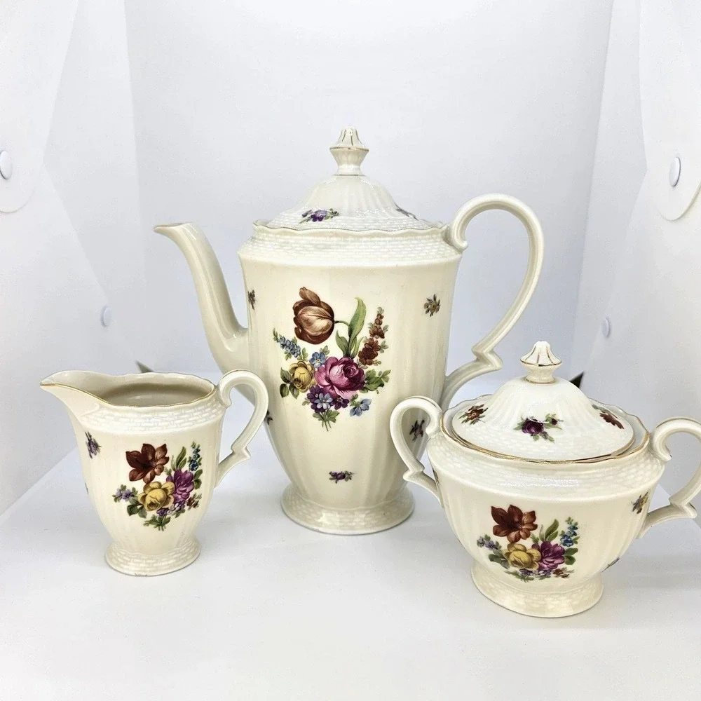 Epiag Czechoslovakia COFFEE TEA POT With Cream and Sugar Bowl China‎